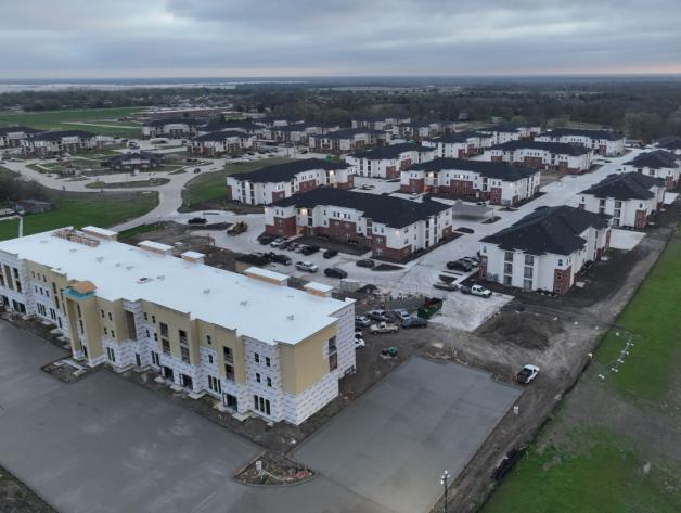 Aerial view of Marketplace at Liberty Crossing construction site in Wilmer, TX